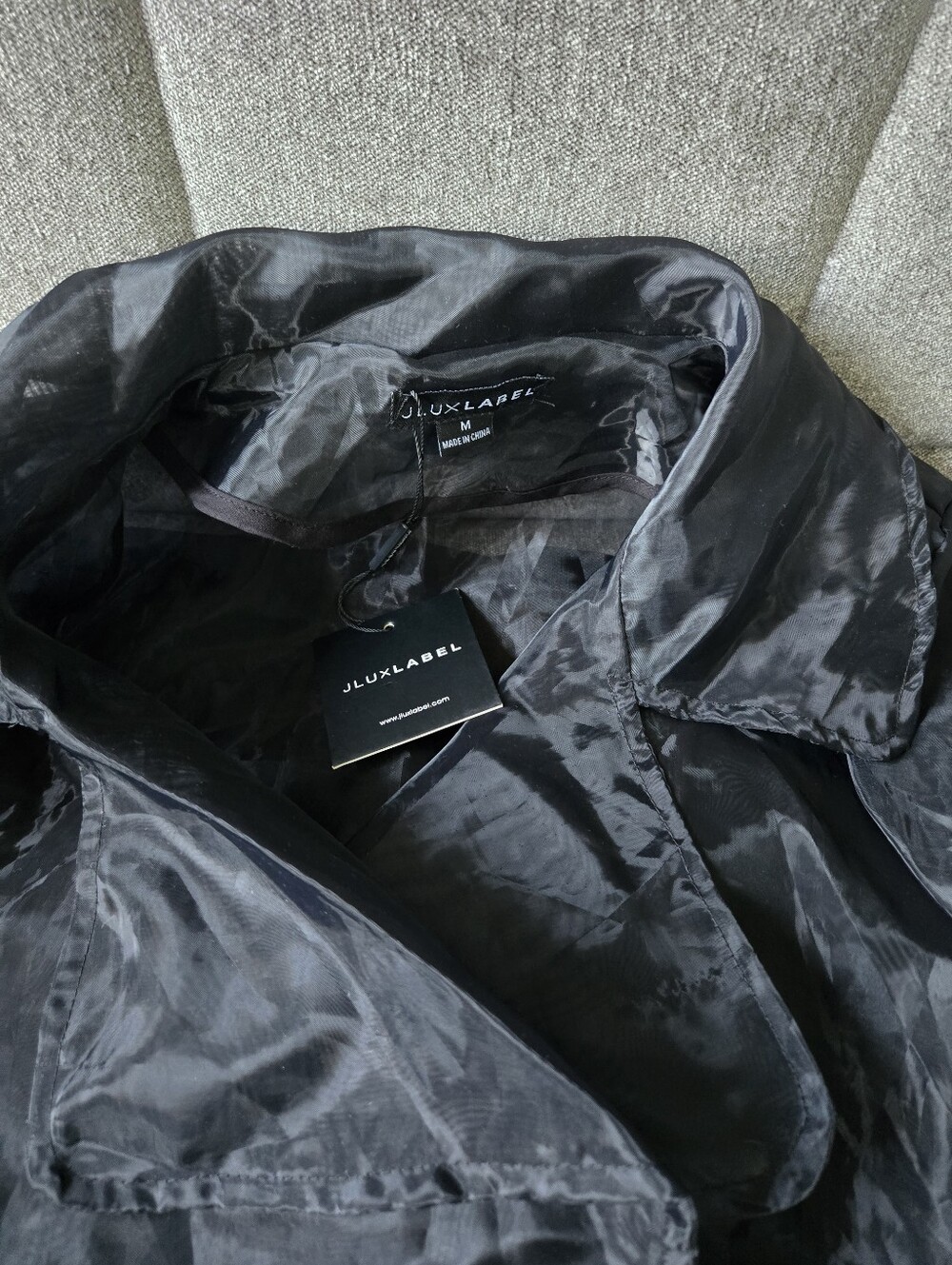 JLUXLABEL | Black Cornwell Sheer Coat Organza Jacket Size M - Picture 11 of 14